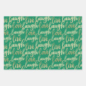 Live Laugh Love Faux Gold Lettering Pattern Inpakpapier Vel (Voorkant 2)