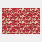 Live Laugh Love Faux Gold Lettering Pattern Inpakpapier Vel (Voorkant)