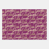 Live Laugh Love Faux Gold Lettering Pattern Inpakpapier Vel (Voorkant 3)