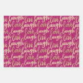 Live Laugh Love Faux Gold Lettering Pattern Inpakpapier Vel (Voorkant 2)
