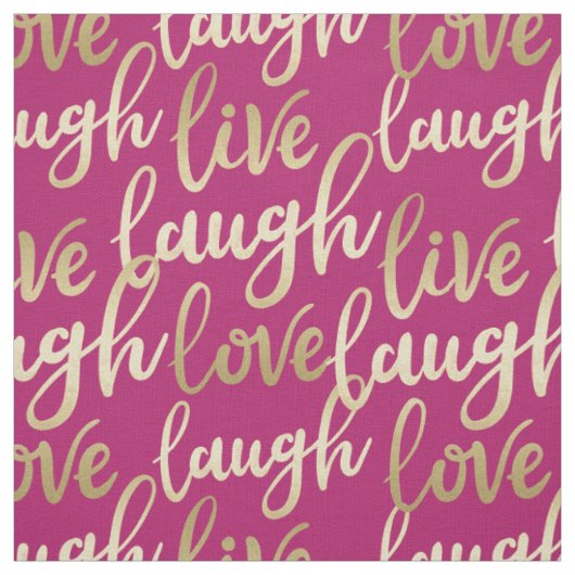 Live Laugh Love Faux Gold Lettering Pattern Stof (Swatch)