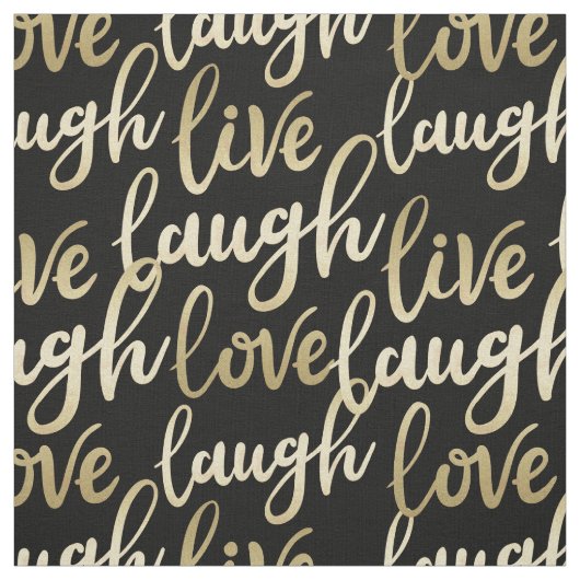 Live Laugh Love Faux Gold Lettering Pattern Stof (Swatch)