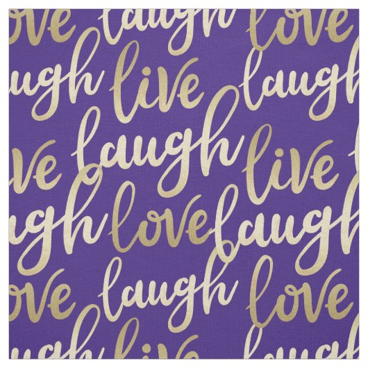 Live Laugh Love Faux Gold Lettering Pattern Stof (Swatch)