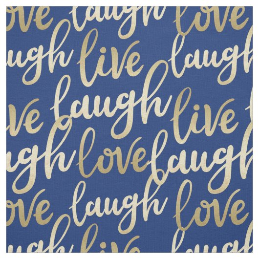 Live Laugh Love Faux Gold Lettering Pattern Stof (Swatch)
