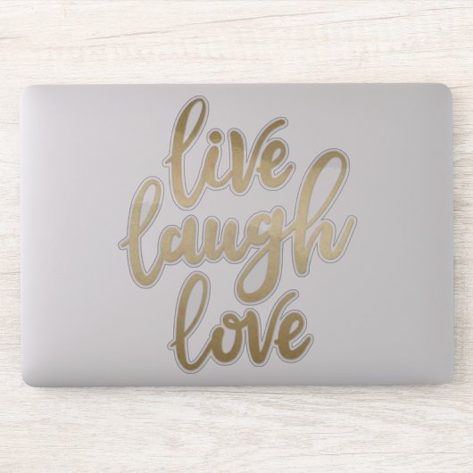 Live Laugh Love Faux Gold Lettering Sticker (Computer)