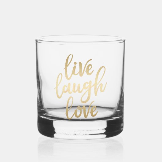Live Laugh Love Faux Gold Lettering Whisky Glas (Voorkant)