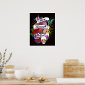 Live Laugh Love Flower and Heart Tattoo Poster (Keuken)