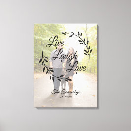 Live Laugh Love Foto en Familienaam Canvas Afdruk