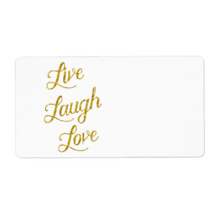Live Laugh Love Gold Faux Glitter Metallic Sequins Etiket