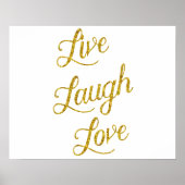 Live Laugh Love Gold Faux Glitter Metallic Sequins Poster (Voorkant)