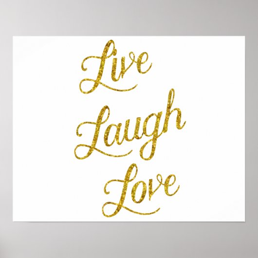 Live Laugh Love Gold Faux Glitter Metallic Sequins Poster (Voorkant)