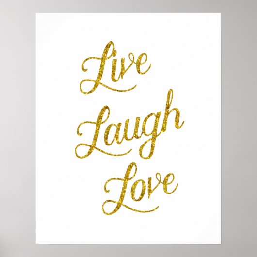 Live Laugh Love Gold Faux Glitter Metallic Sequins Poster (Voorkant)