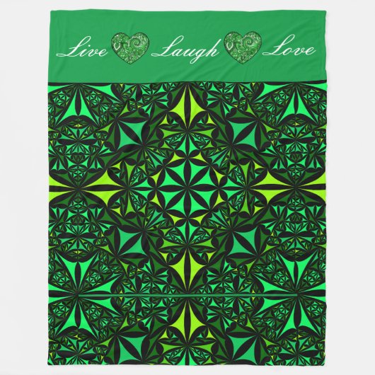 Live Laugh Love Green Fractal Fleece Blanket Deken (Voorkant)