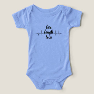 Live Laugh Love Hartslag Baby Bodysuit – Blauwe Ka