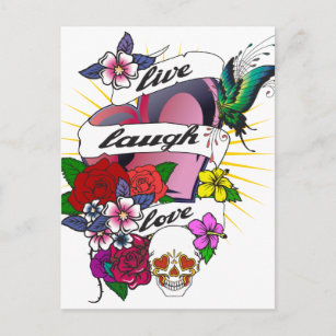Live Laugh Love Heart Tattoo Design Briefkaart