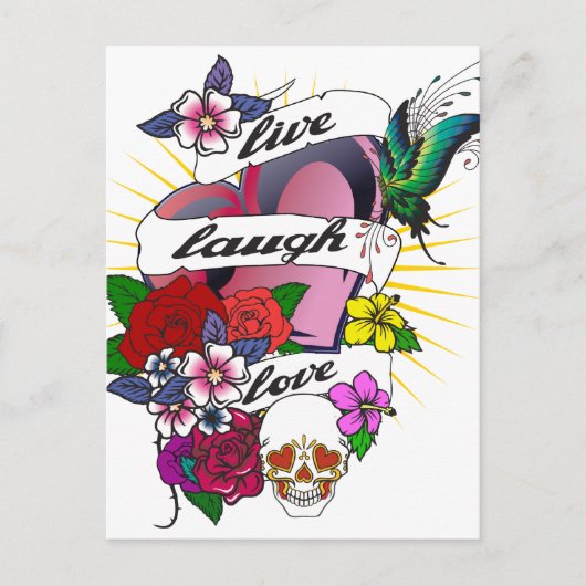 Live Laugh Love Heart Tattoo Design Briefkaart (Voorkant)