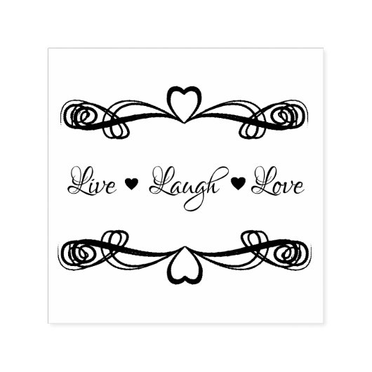 Live Laugh Love Hearts Zelfinktende Stempel (Design)