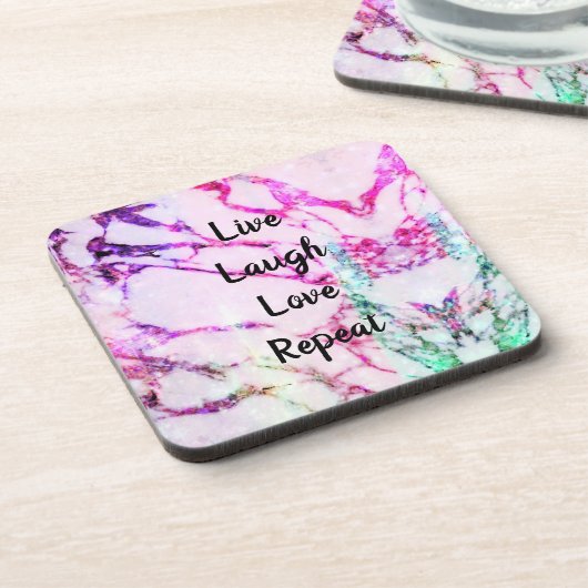 Live, Laugh, Love, Herhaal Hard plastic onderzette Bier Onderzetter (Linkerzijde)