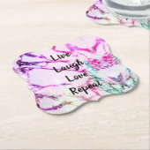 Live Laugh Love Herhaal Marble Paper Onderzetters  (Gekanteld)