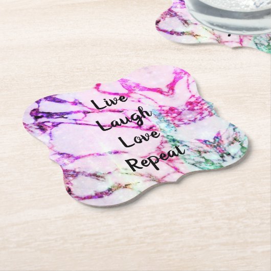 Live Laugh Love Herhaal Marble Paper Onderzetters (Gekanteld)