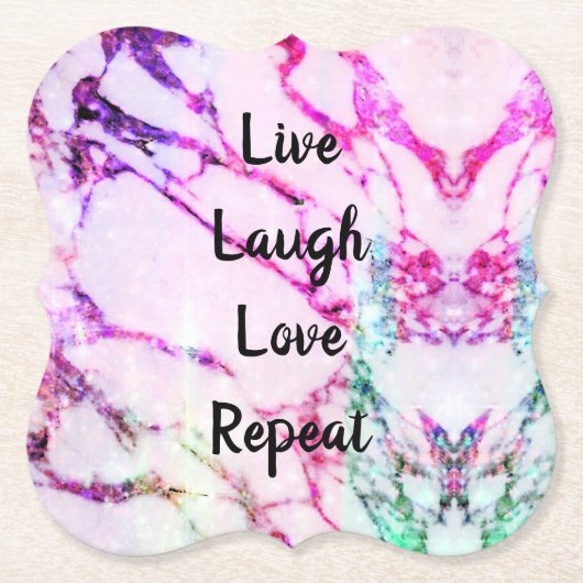 Live Laugh Love Herhaal Marble Paper Onderzetters  (Voorkant)