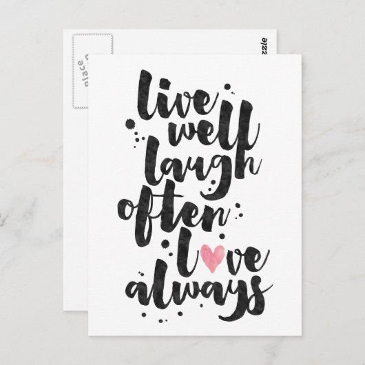 Live Laugh Love - Inspirerend Kaart (Voorkant / Achterkant)