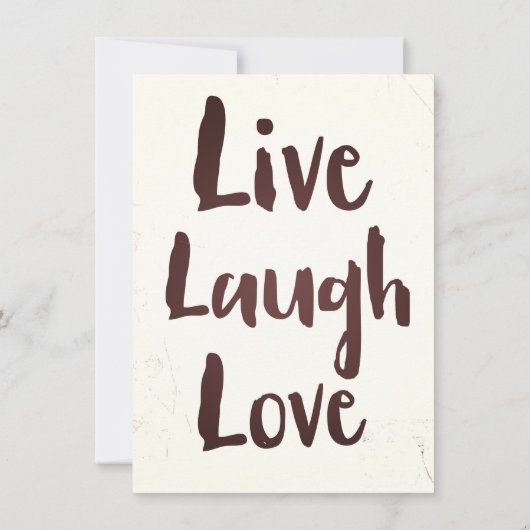 Live Laugh Love  inspirerend quote Kaart (Achterkant)