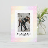 Live Laugh Love | Kerstkaart voor stel met guilloc (Staand voorkant)