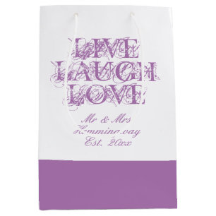 Live Laugh Love lavender bruiloft, cadeau voor gas Medium Cadeauzakje