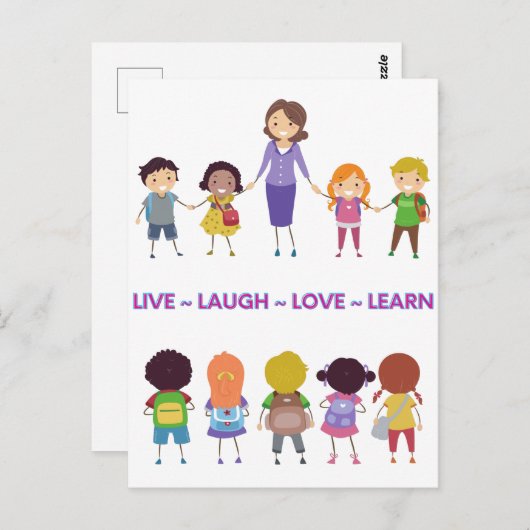 Live ~ Laugh ~ Love ~ Learn School Teacher Briefkaart (Voorkant / Achterkant)