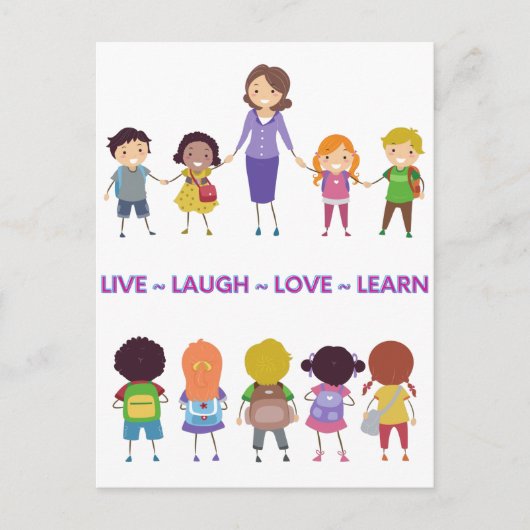 Live ~ Laugh ~ Love ~ Learn School Teacher Briefkaart (Voorkant)
