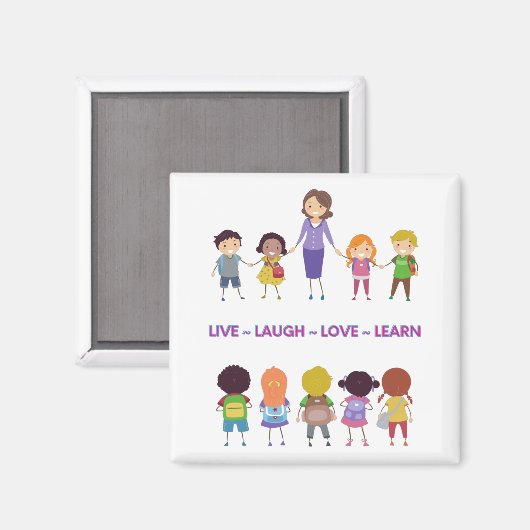 Live ~ Laugh ~ Love ~ Learn School Teacher Magneet (Voorkant / Achterkant)