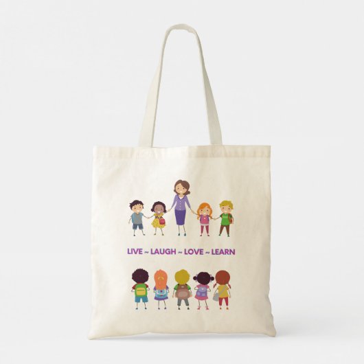 Live ~ Laugh ~ Love ~ Learn School Teacher Tote Bag (Achterkant)
