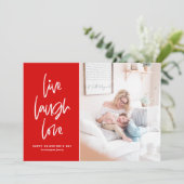 Live Laugh Love Lettering Red Valentijnsdag Feestdagenkaart (Staand voorkant)