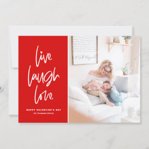 Live Laugh Love Lettering Red Valentijnsdag Feestdagenkaart