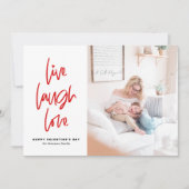 Live Laugh Love Lettering White Valentijnsdag Feestdagenkaart (Voorkant)