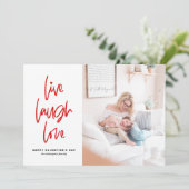 Live Laugh Love Lettering White Valentijnsdag Feestdagenkaart (Staand voorkant)