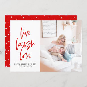Live Laugh Love Lettering White Valentijnsdag Feestdagenkaart