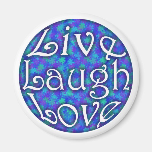 Live Laugh Love Magnet op Blue Floral (Voorkant)
