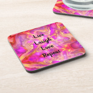 Live Laugh Love Marble Set van 6 Drink Coasters Bier Onderzetter