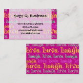 Live Laugh Love moediger woorden Hot Pink Fuchsia Visitekaartje (Voorkant / Achterkant)