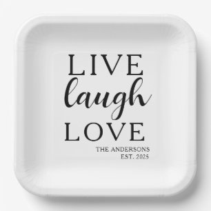 Live Laugh Love Naam Gevestigd Jubileum Papieren Bordje