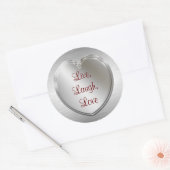 Live Laugh Love on Silver Heart Ronde Sticker (Envelop)