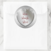 Live Laugh Love on Silver Heart Ronde Sticker (Tas)
