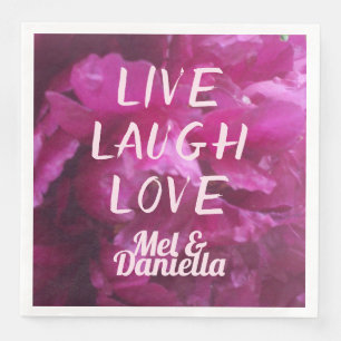 Live Laugh Love Paars Peony Floral Servet