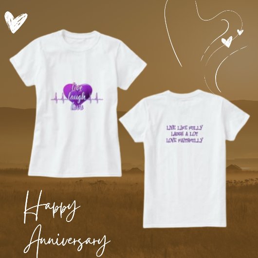 Live Laugh Love Paarse citaten uit het moderne lev T-shirt