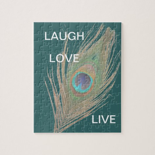 Live, Laugh, Love Peacock Feather Legpuzzel (Verticaal)