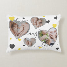 Live Laugh Love Photo Hearts Grey & Yellow