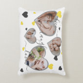 Live Laugh Love Photo Hearts Grey & Yellow Accent Kussen (Voorkant(Verticaal))
