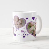 Live Laugh Love Photo Hearts Paars Grote Koffiekop (Voorkant rechts)